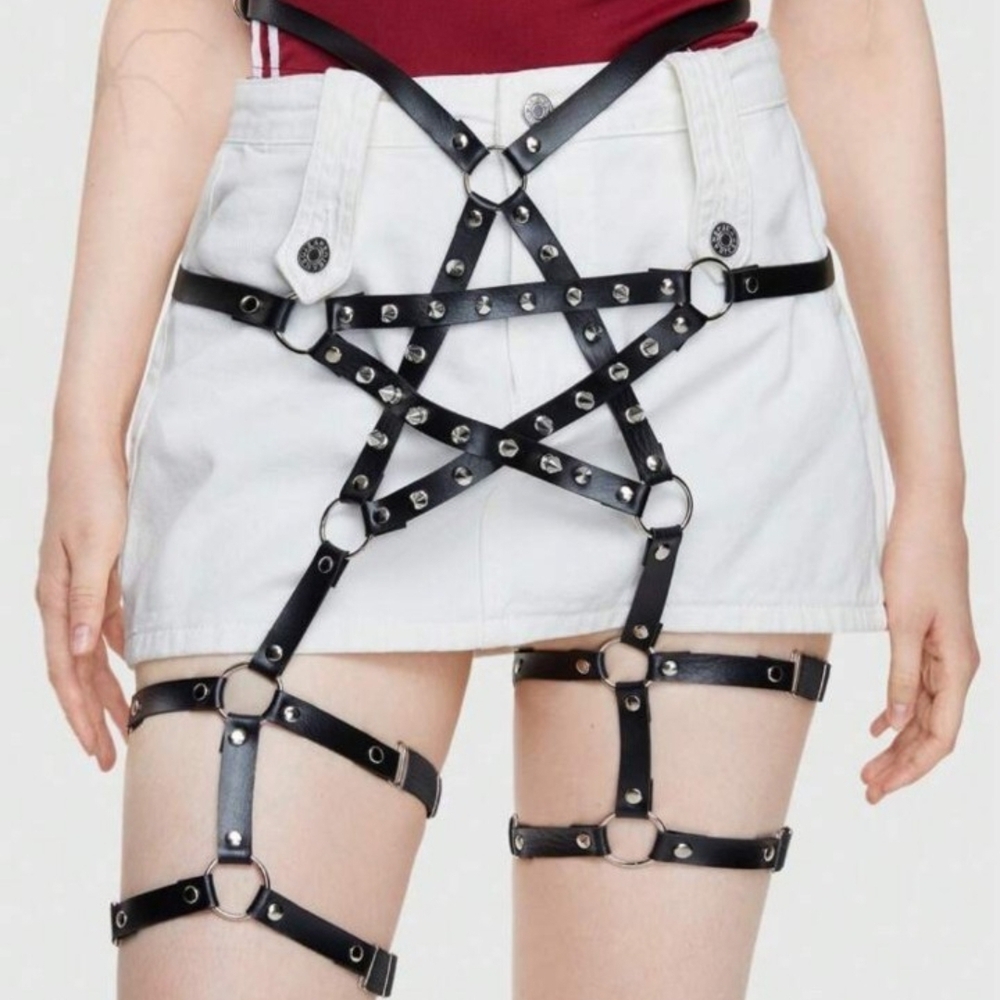 Goth Grunge Star Spikes Body Harness